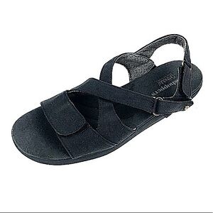 Grasshopper Womens Ortholite Black Canvas Slingback Sandals 6.5 M